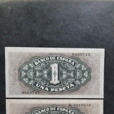 Billetes españoles: 1 PESETA 1940 DEL 1 SEPTIEMBRE DE LA CARAVELA SS 0069743/S.A0016816, Nº BAJISIMOS,SC/PLANCHA Y SC-. Lote 260027590