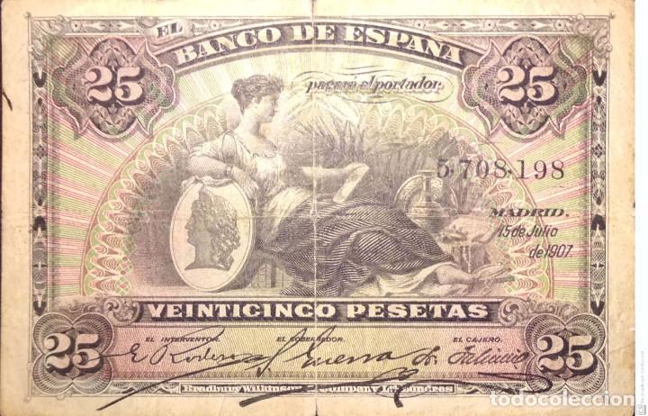 Billetes espa&ntilde;oles: 25 pesetas 1907 - Foto 1