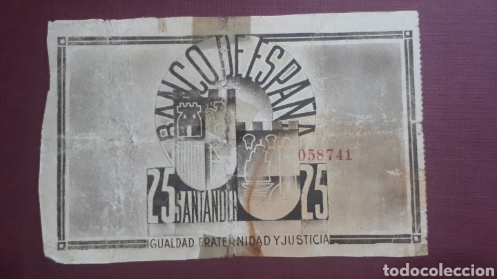 Billetes espa&ntilde;oles: 25 pesetas 1936 Santander - Foto 2