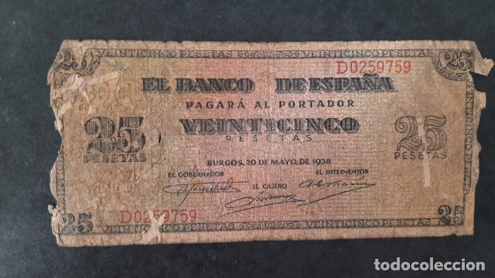 Billetes espa&ntilde;oles: 25 pesetas 1938 - Foto 1