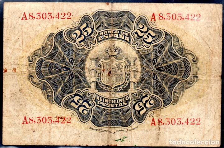 Billetes espa&ntilde;oles: 25 PESETAS 1906 - SERIE A - Foto 2