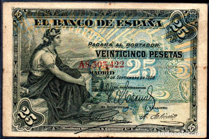 Billetes espa&ntilde;oles: 25 PESETAS 1906 - SERIE A - Foto 1