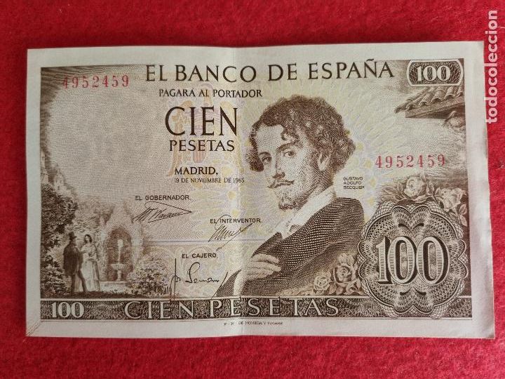 Notas espanholas: BILLETE 100 PESETAS 1965 EBC OJO SIN SERIE ORIGINAL T459