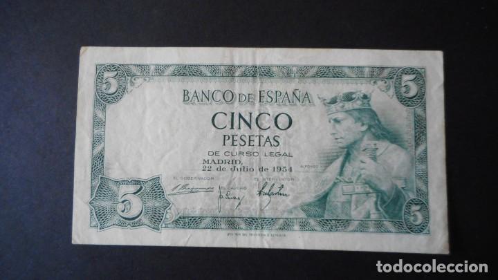 Billetes espa&ntilde;oles: 5 PESETAS 1954 MBC - Foto 1