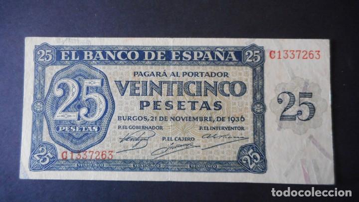 Billetes espa&ntilde;oles: 25 PESETAS 1936 MBC+ - Foto 1