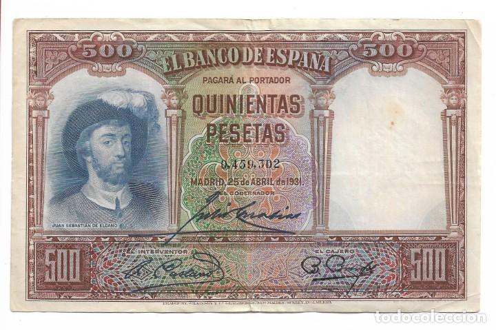 Billetes espa&ntilde;oles: 500 PESETAS 1931 - Foto 1