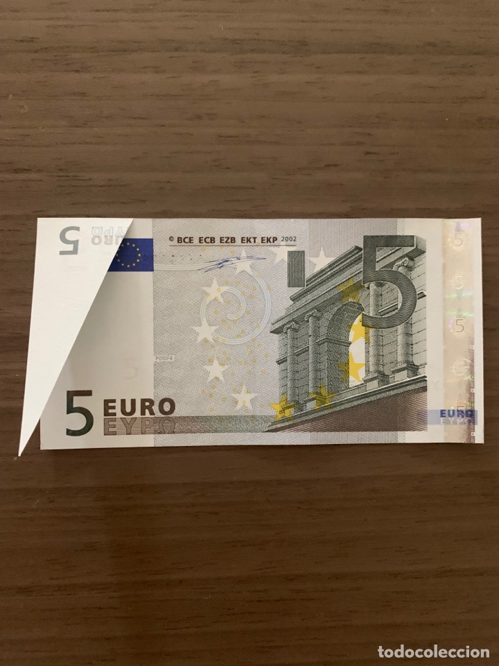 Billetes espa&ntilde;oles: 5&euro; Euros Error Fuelle Pliegue duesenberg 2002 - Foto 2
