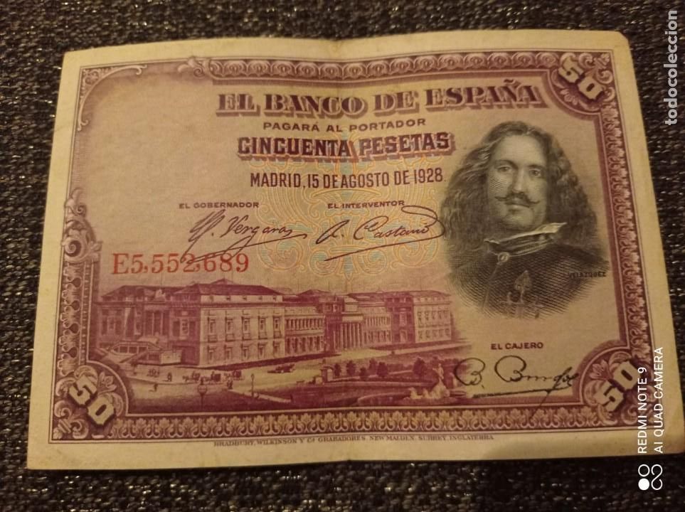 Billetes espa&ntilde;oles: billete 50 pesetas del 1928 velazquez