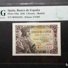 Billetes españoles: PMG BILLETE 1 PESETA 1943 REY CATÓLICO SERIE M PMG 67 EPQ CERTIFICADO SIN CIRCULAR