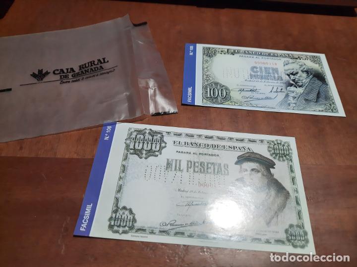 Spanish Banknotes: CIEN PESETAS + MIL PESETAS. EDICI&Oacute;N FACSIMIL 105 - 106. EN BOLSA. BUEN ESTADO.