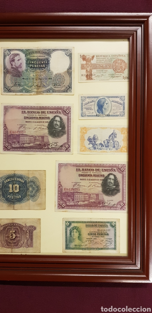 Billetes espa&ntilde;oles: Cuadro Billetes Republica y Banco de Espa&ntilde;a - Foto 3