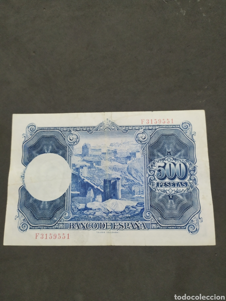 Billetes españoles: Billete de 500 pesetas de 1954 ( Ignacio Zuloaga ) - Foto 2 - 304527228