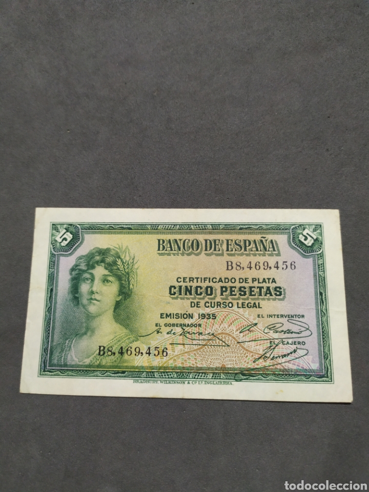Billetes españoles: Billete de 5 pesetas de 1935 - Foto 1 - 304527918