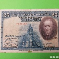 Billetes españoles: BILLETE , 25 PESETAS , 1928,SIN SERIE .,BC+. Lote 306368648