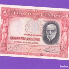 Billetes españoles: 50 PESETAS DE 1935 COLOR ROJO EBC++. Lote 307367213
