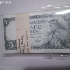 Billetes españoles: TACO SC 100 BILLETES CORRELATIVOS DE 5 PESETAS DE 1954 ALFONSO X EL SABIO. SERIE D