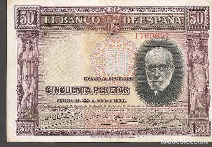 Billetes espa&ntilde;oles: ESPA&Ntilde;A 50 PESETAS 1935 - Foto 1