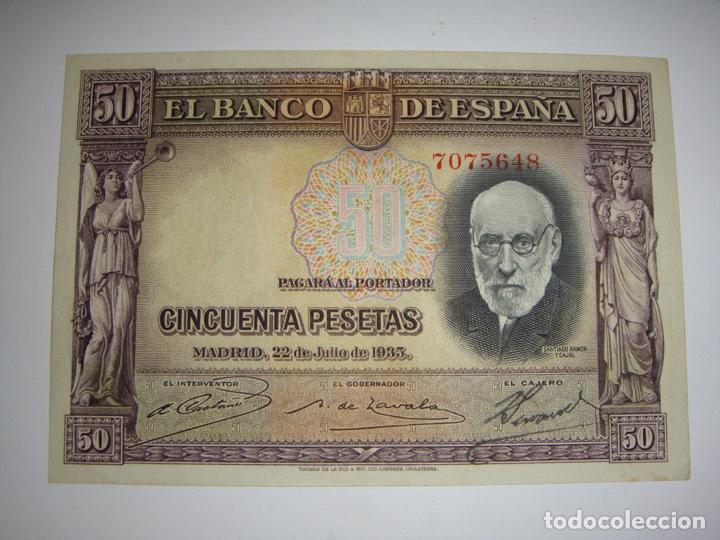 Billetes espa&ntilde;oles: 50 Pesetas. Ramon y Cajal. 1935. Sin serie.