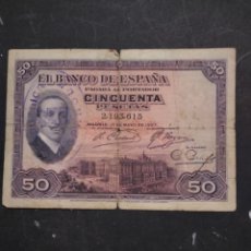 Billetes españoles: 50 PESETAS 1927 EBC+ L120 MUY BONITO, MUY CON SELLO REPÚBLICA ENVIO EL BILLETE DE LA FOTO