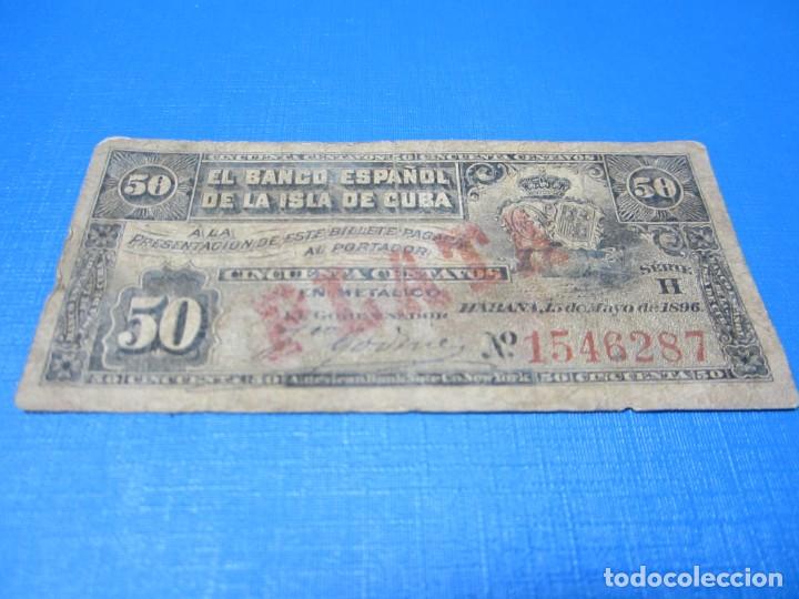Billetes espa&ntilde;oles: 50 centavos de Cuba de 1896 - Foto 1