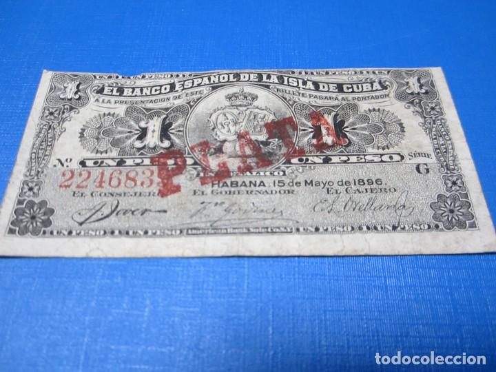 Billetes espa&ntilde;oles: 1 peso de Cuba de 1896 - Foto 1