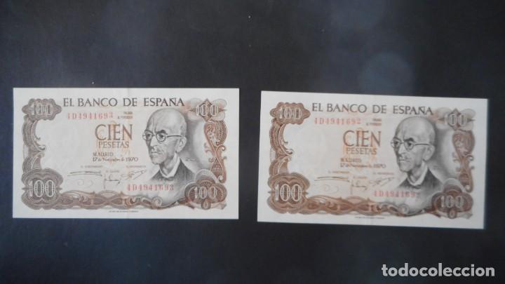 Billetes espa&ntilde;oles: 100 PTAS 1970 (PAREJA)/ EBC+ - Foto 1