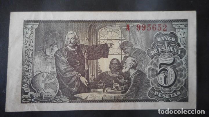 Billetes espa&ntilde;oles: 5 PTAS 1943 / EBC- SERIE A - Foto 2