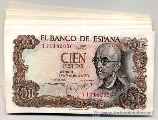 Billetes espa&ntilde;oles: BILLETE 100 PESETAS 1970 SIN CIRCULAR PLANCHA CUALQUIER SERIE