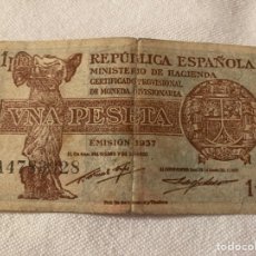 Billetes españoles: BILLETE DE UNA PESETA EN 1937