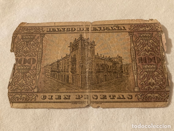 Billetes espa&ntilde;oles: Billete 100 Pts 1938 - Foto 2