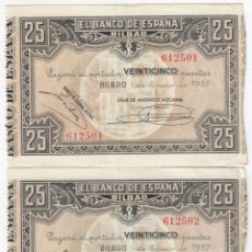 Billetes españoles: BANCO DE ESPAÑA EN BILBAO 25 PESETAS 1937 CAJA DE AHORROS VIZCAINA