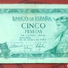 Billetes españoles: BILLETE DE 5 PESETAS DE 1954, SERIE V. Lote 321237448