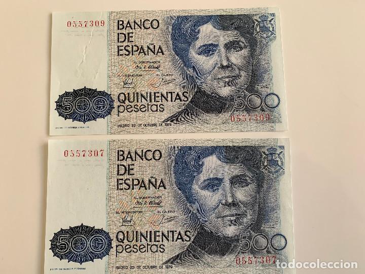 Billetes espa&ntilde;oles: LOTE 2 BILLETES 500 PESETAS ROSALIA DE CASTRO SIN SERIE
