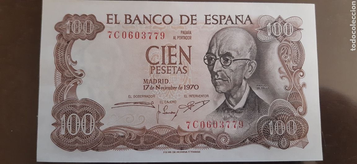 Billetes espa&ntilde;oles: 100 PESETAS MANUEL DE FALLA 1970 SIN CIRCULAR - Foto 1