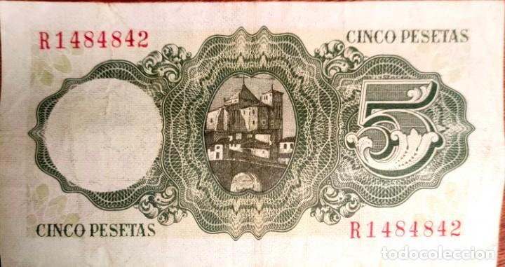 Billetes espa&ntilde;oles: BILLETE 5 CINCO PESETAS 1951. - Foto 2