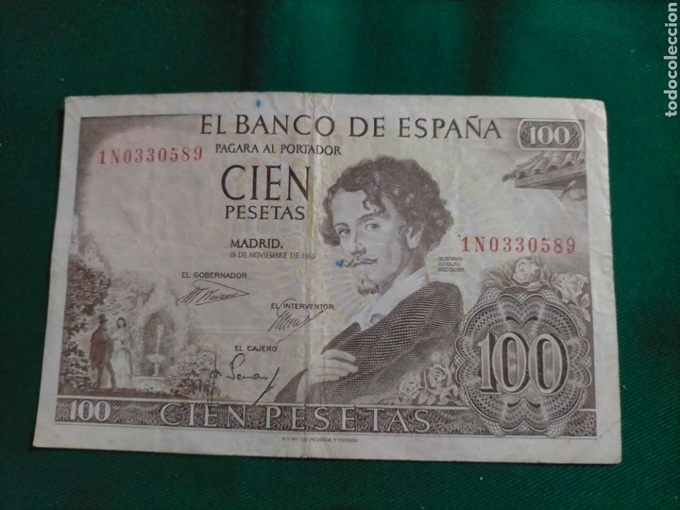 Billetes espa&ntilde;oles: BILLETE 100 PESETAS BECQUER 1965 - Foto 1
