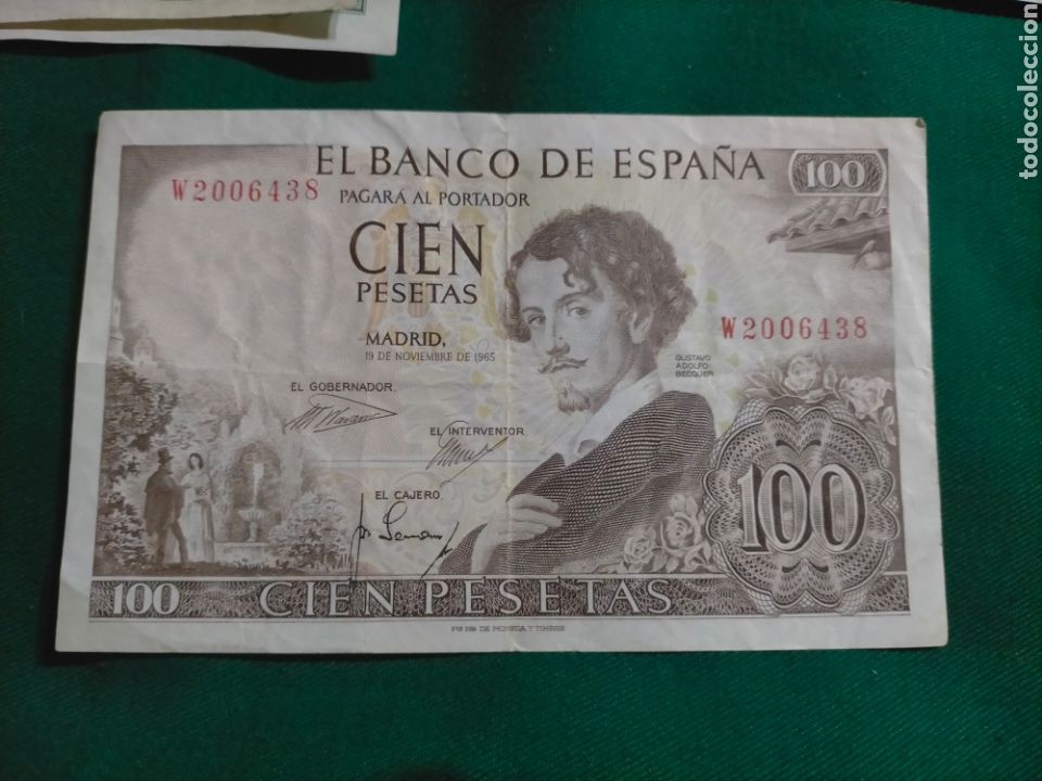 Billetes espa&ntilde;oles: BILLETE 100 PESETAS BECQUER 1965 - Foto 1
