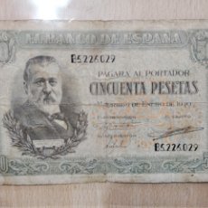 Billetes españoles: BONITO BILLETE DE 50 PESETA- BANCO DE ESPAÑA- EMISION 09-01-1940 - SERIE B - BC+