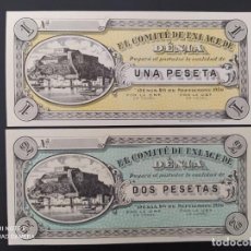 Billetes españoles: LOTE DE 2 VALORES DE 1936...COMITE DE ENLACE DE DENIA...SIN CIRCULAR....ES EL DE LAS FOTOS
