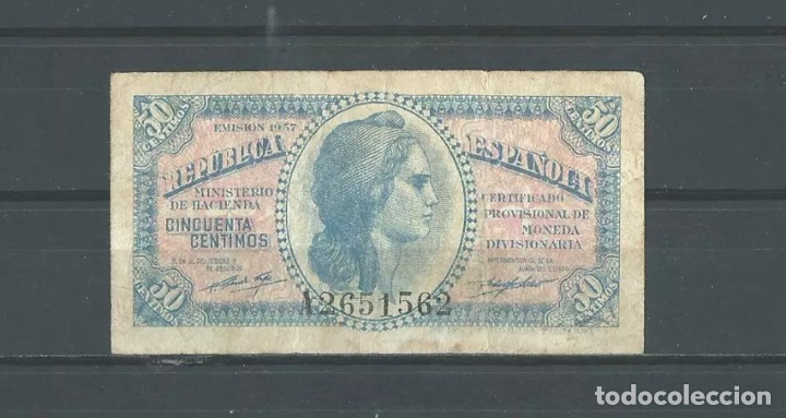 Notas espanholas: Capicua Radar 50 Centimos De 1937 Raro Escaso