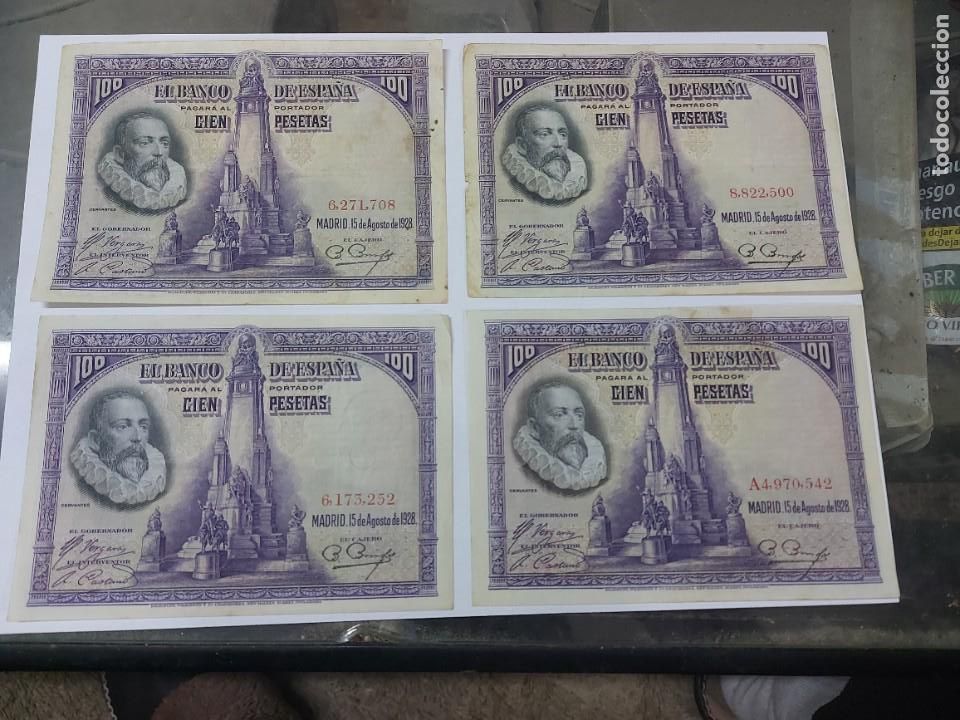 Billetes espa&ntilde;oles: 4 billetes 100 pts a&ntilde;o 1928 - Foto 1