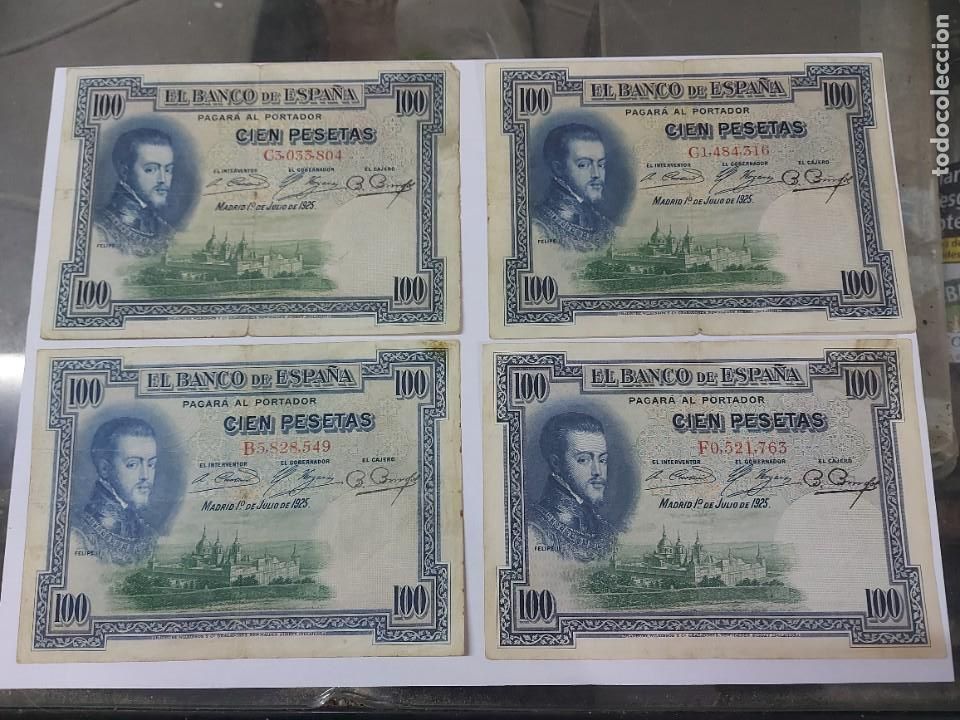Billetes espa&ntilde;oles: 4 billetes 100 pts a&ntilde;o 1925 - Foto 1
