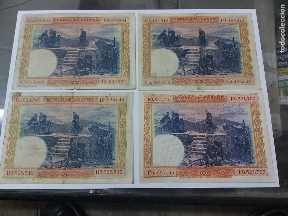 Billetes espa&ntilde;oles: 4 billetes 100 pts a&ntilde;o 1925 - Foto 2