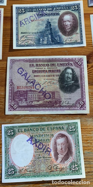 Notas espanholas: Marruecos 3 billetes pesetas Arcila Galacho Axdier resello norte de africa