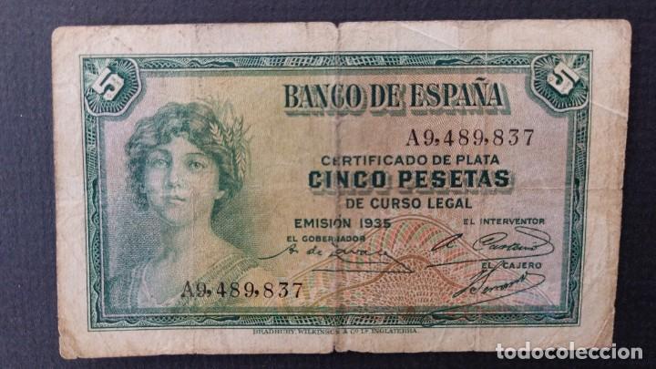 Billetes espa&ntilde;oles: BILLETE 1935 5 PESETAS - Foto 1