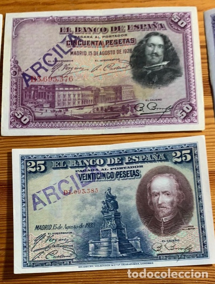 Notas espanholas: Marruecos 2 billetes pesetas Arcila resello norte de africa