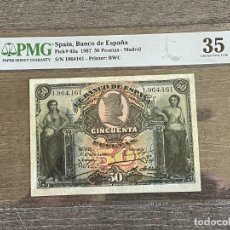 Billetes españoles: 50 PESETAS 1907 CERTIFICADO PMG 35 DIFICIL. Lote 336027673