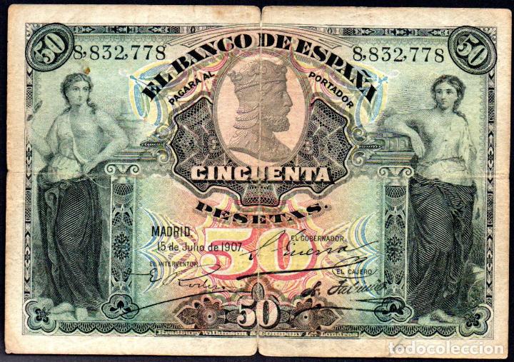 Billetes espa&ntilde;oles: 50 PESETAS 1907 - Foto 1