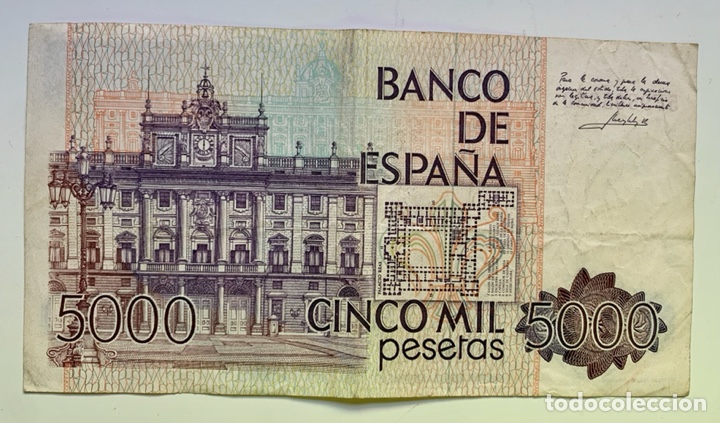 Billetes espa&ntilde;oles: Billete 5000 Pesetas 1979. MBC - Foto 2