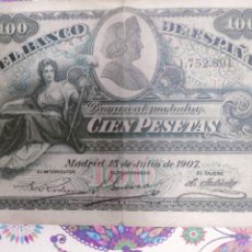 Billetes españoles: BILLETE 100 PESETAS AÑO 1907 ORIGINAL ESTADO EL QUE SE APRECIA. Lote 340738943
